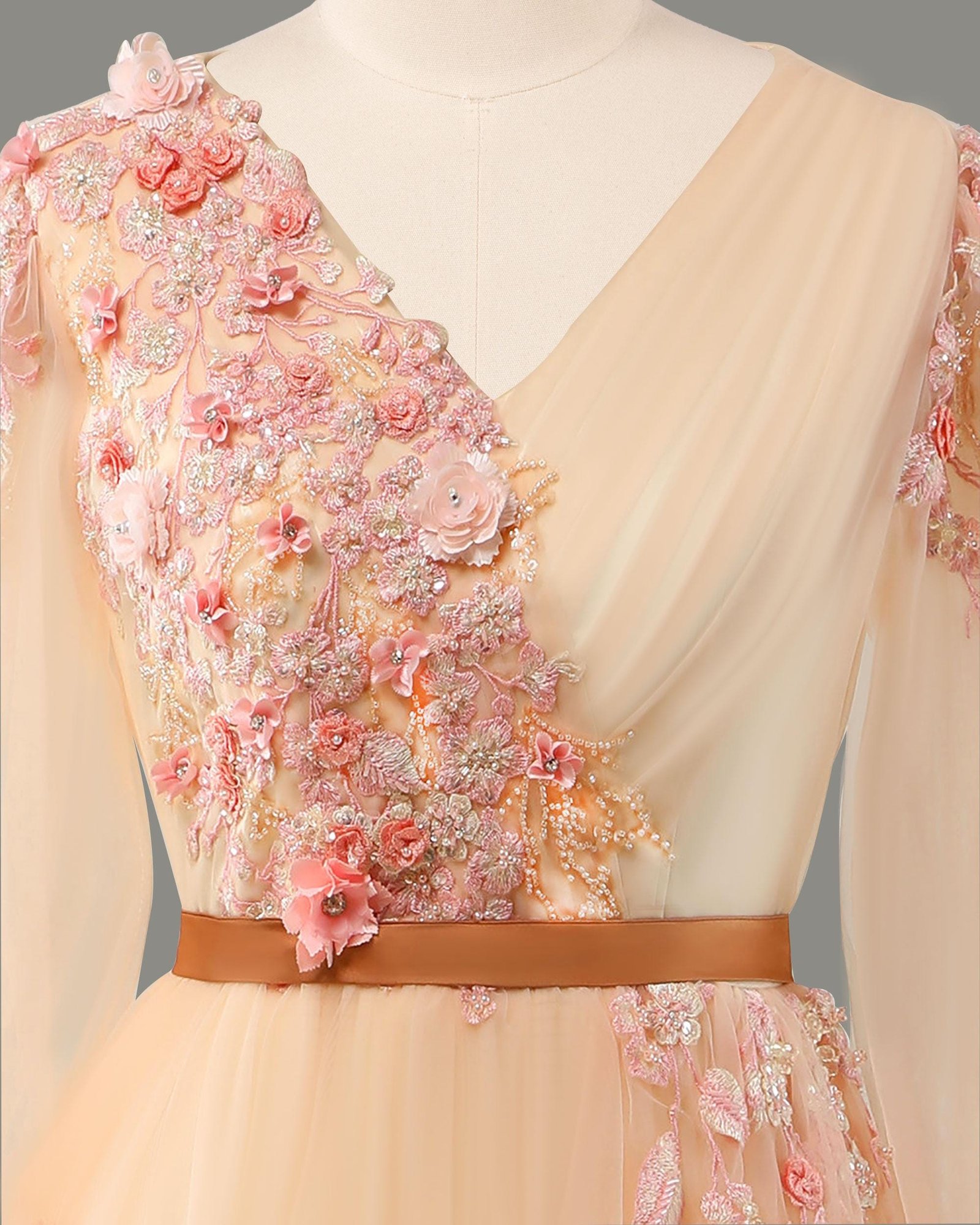 Prom Dress 2026 3D Floral Applique, Custom Made Beaded Evening Gown, Formal Gala Wear - Image 6