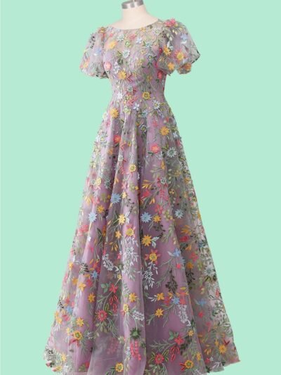 Custom Made Embroidery Evening Gown