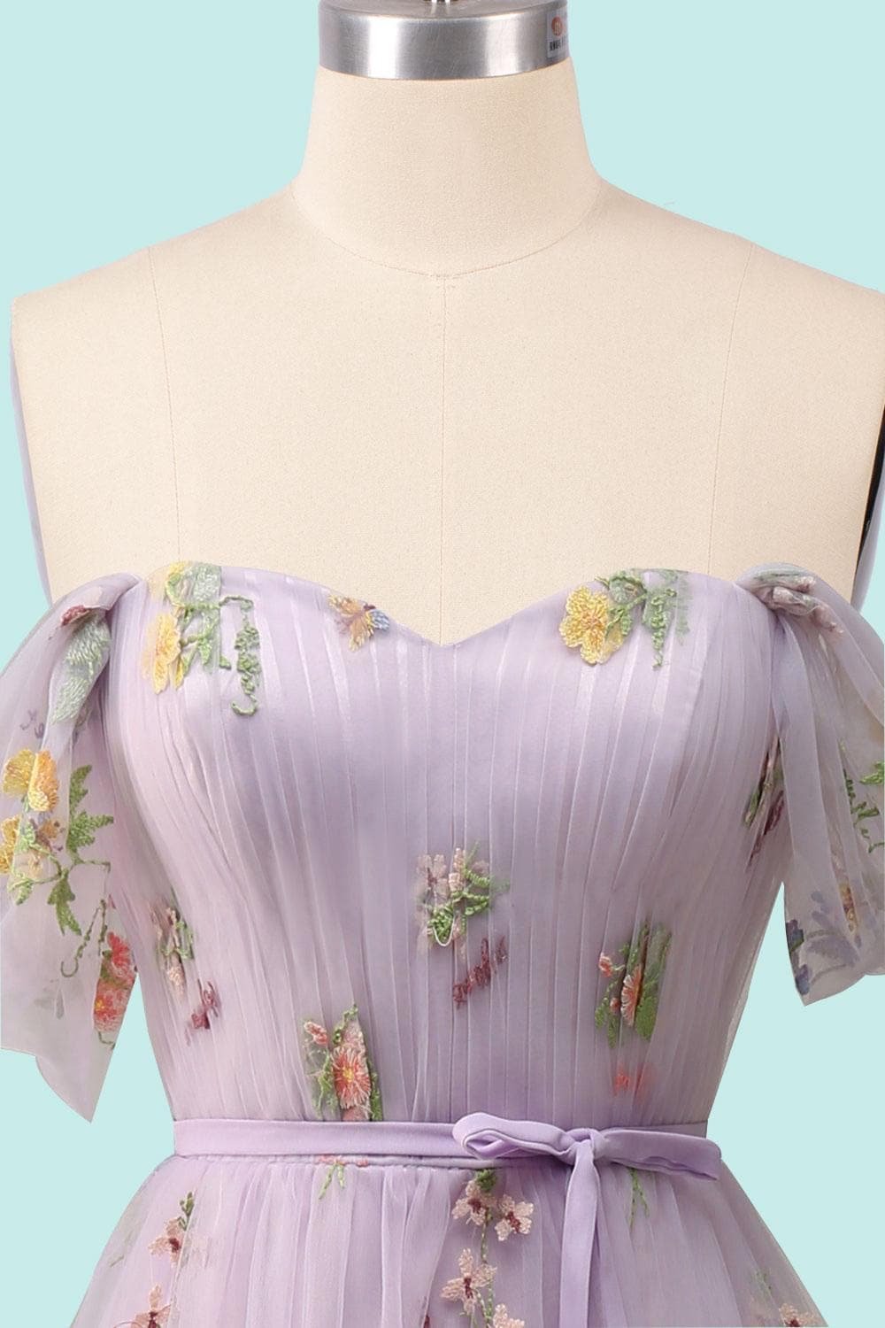 Purple Prom Dress 3D Floral Appliqu, Custom Made Embroidery Evening Gown, Formal Gala Wear - Image 5