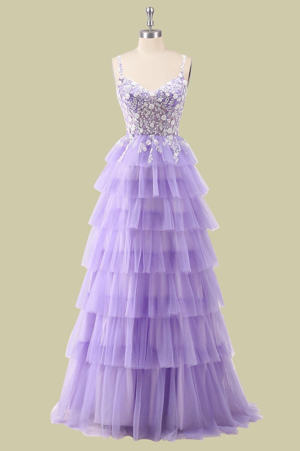 Purple Prom Dress 3D Floral Appliqu, Custom Made Tulle Evening Gown, Formal Gala Wear - Image 4