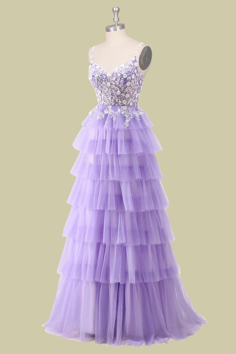 Purple Prom Dress 3D Floral Appliqu, Custom Made Tulle Evening Gown, Formal Gala Wear - Image 5