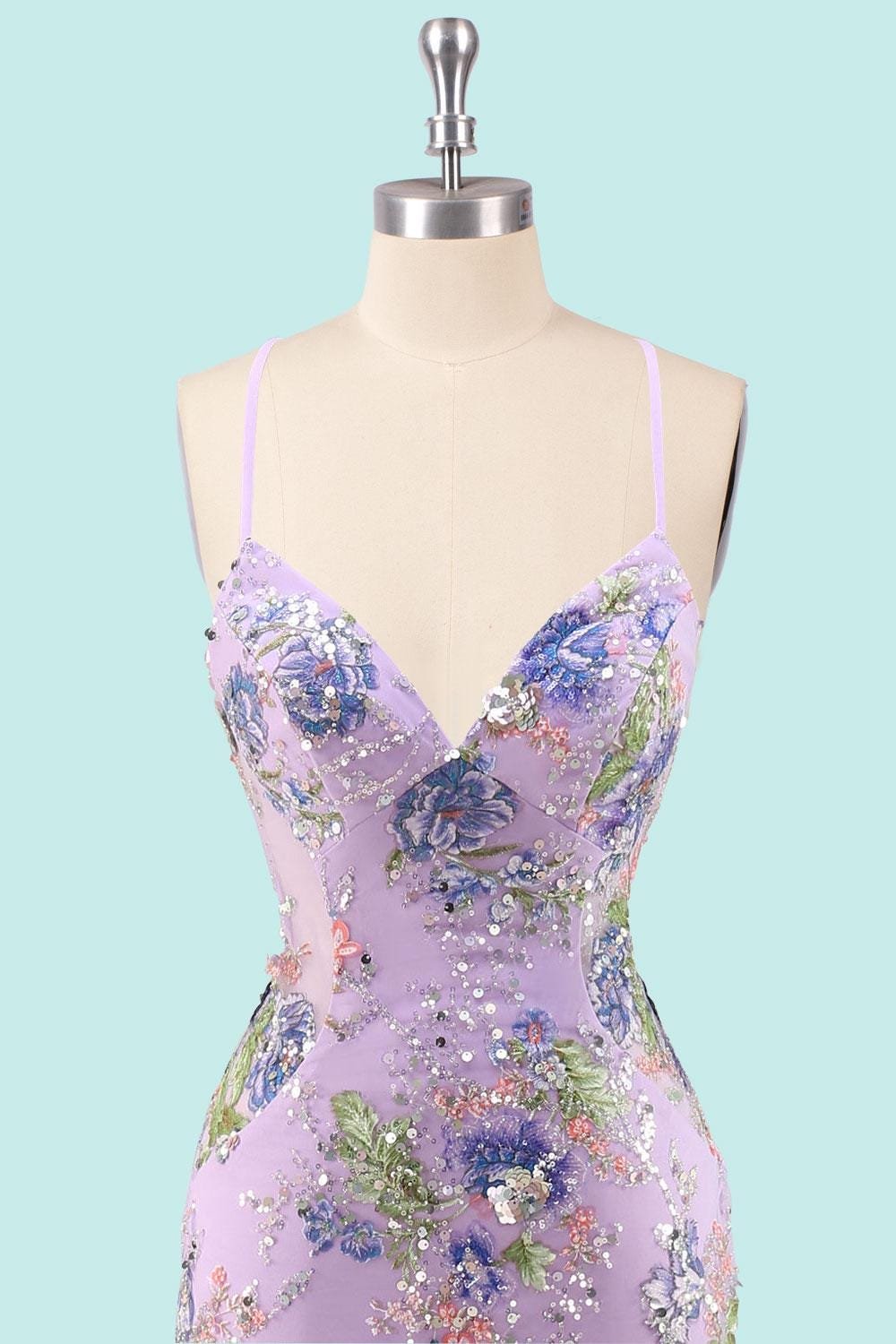 Purple Wedding Dress 3D Floral Applique, Custom Made Embroidery Bridal Gown, Outdoor Wedding Wear - Image 6