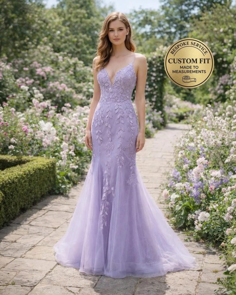 Purple Wedding Dress 3D Floral Applique
