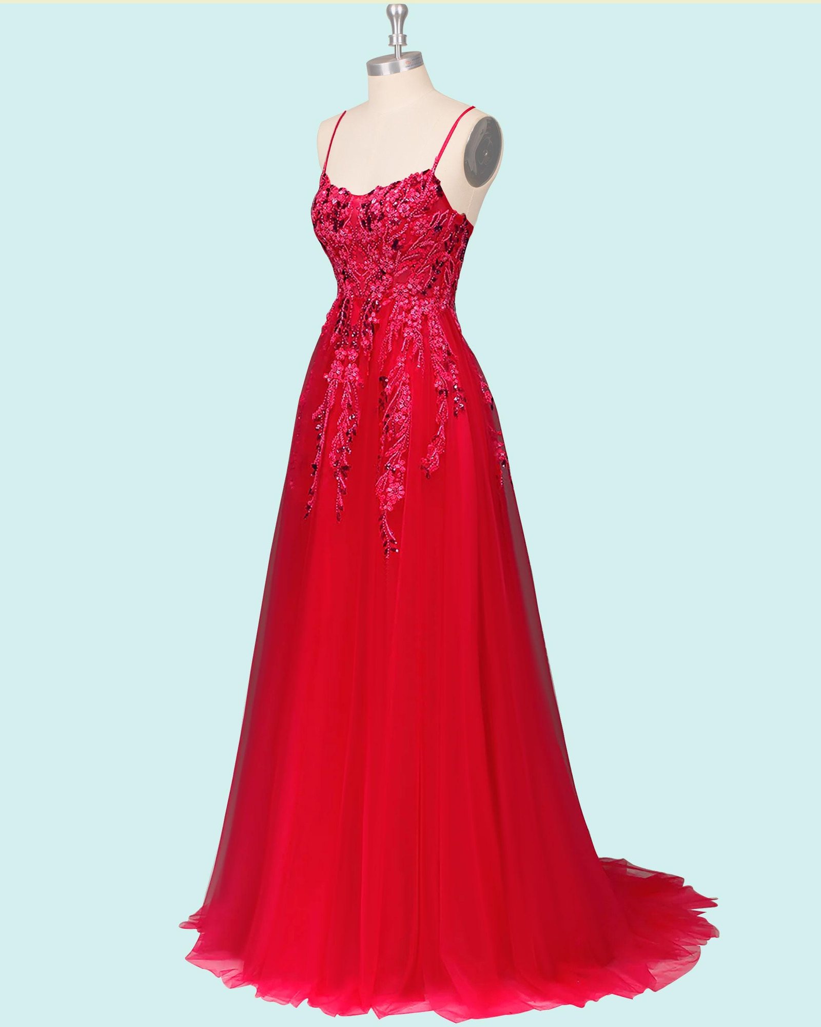 Red Prom Dress 2026 Ethereal Style, Custom Made Beaded Evening Gown, Formal Gala Wear - Image 4