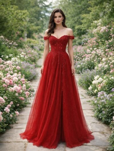 Red Prom Dress 2026 Glitter Maximalism