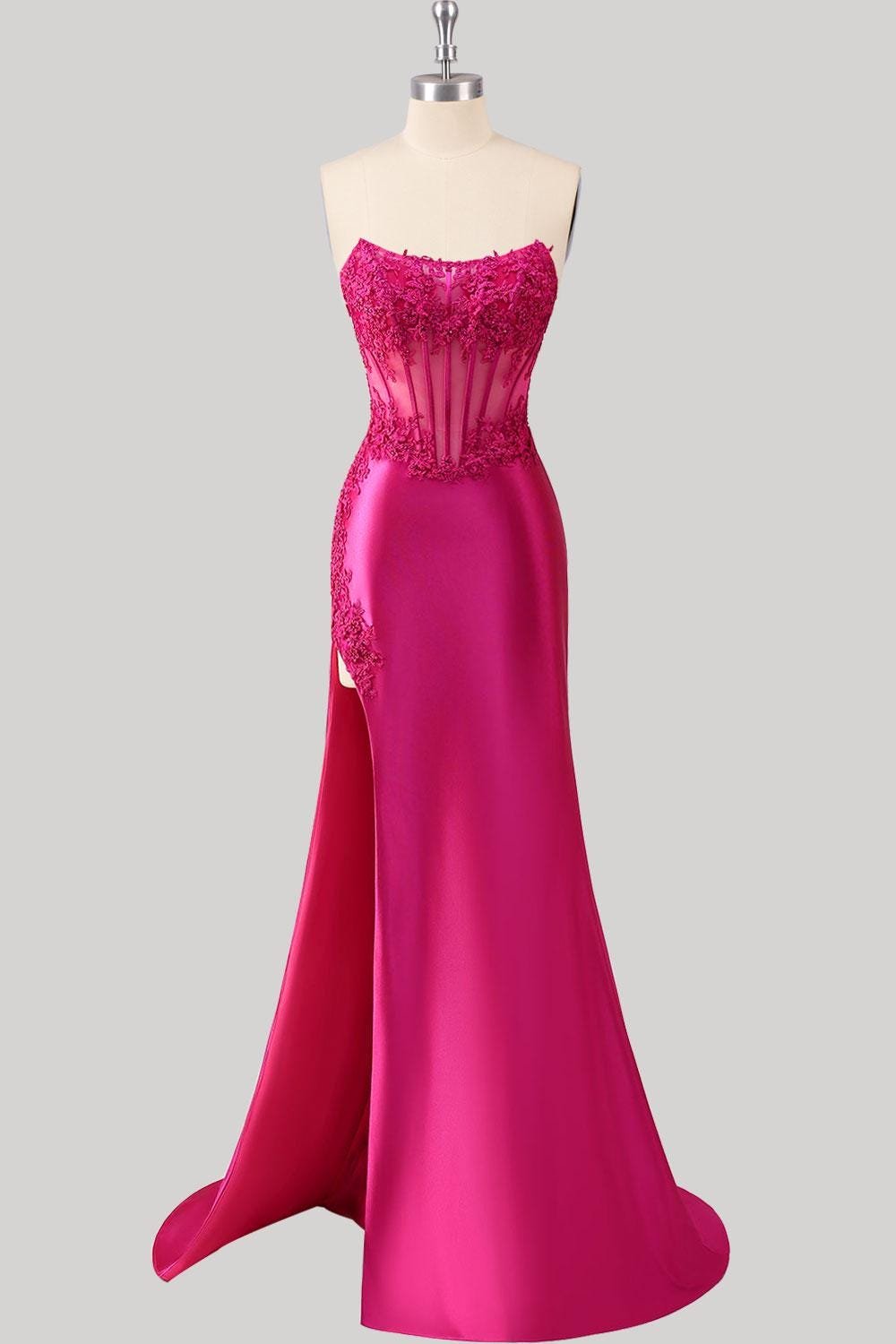 Red Prom Dress 3D Floral Applique, Custom Made Embroidery Evening Gown, Formal Gala Wear - Image 5