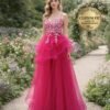 Red Prom Dress 3D Floral Applique