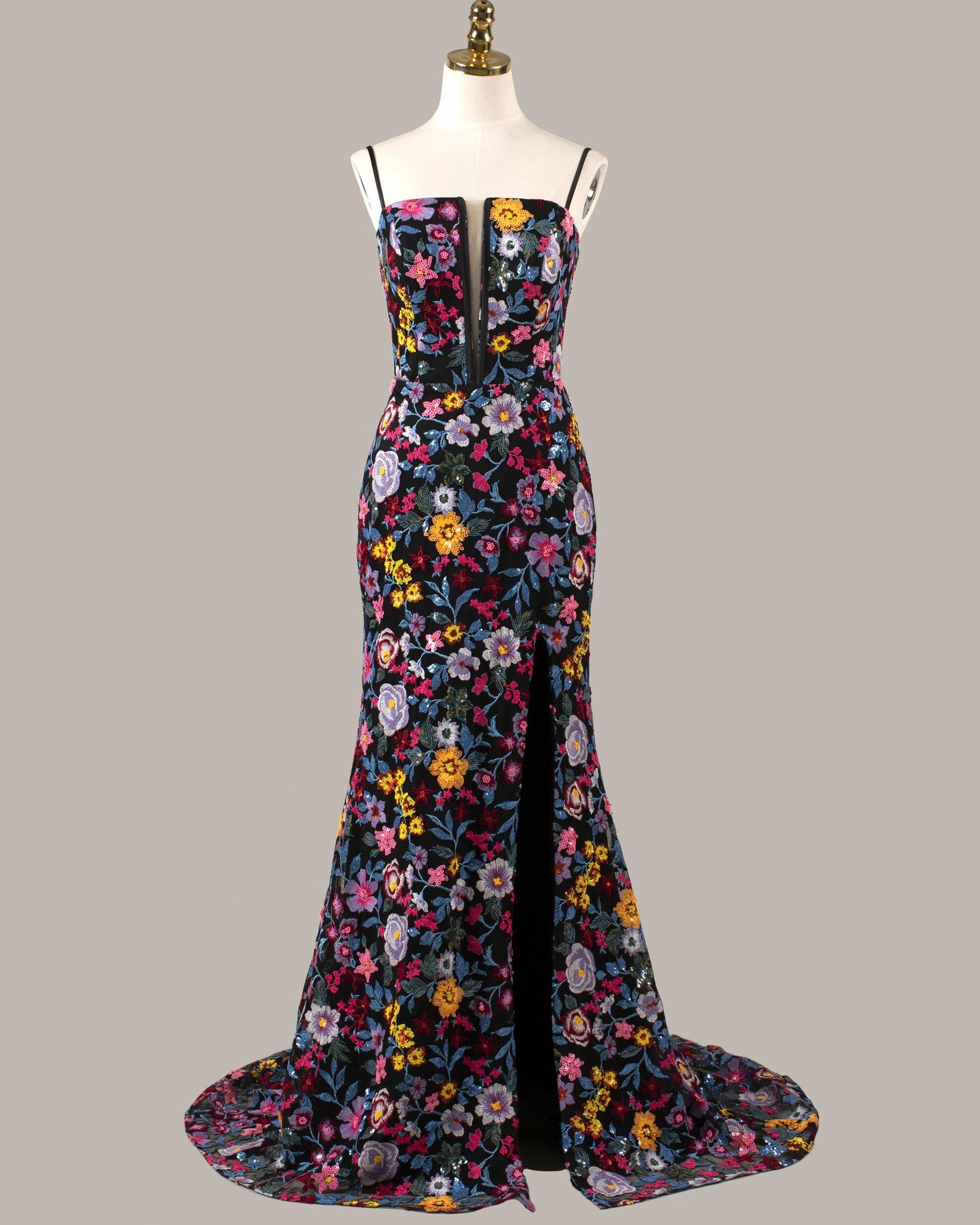 Red Prom Dress 3D Floral Applique, Custom Made Satin Evening Gown, Formal Gala Wear - Image 4