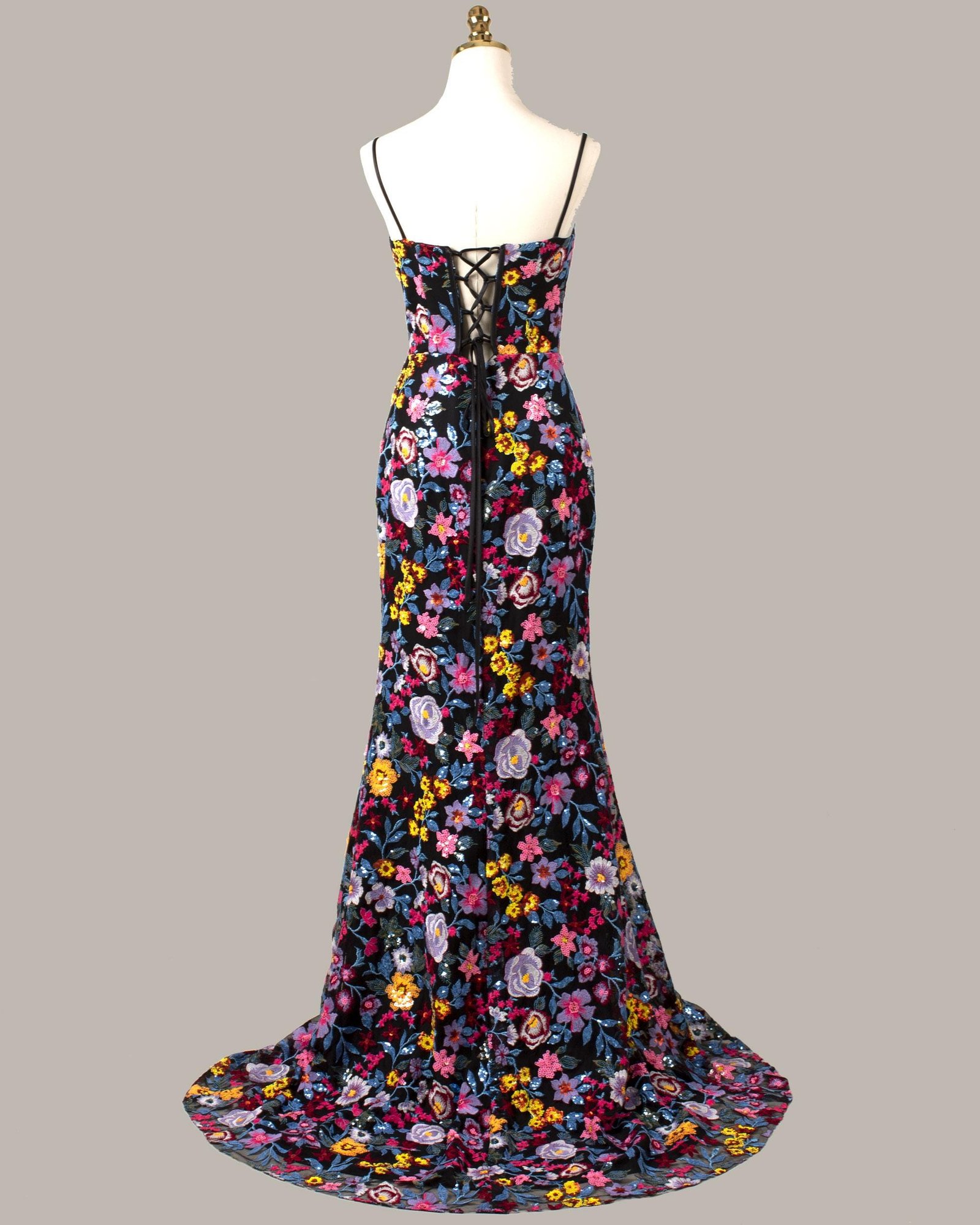 Red Prom Dress 3D Floral Applique, Custom Made Satin Evening Gown, Formal Gala Wear - Image 5