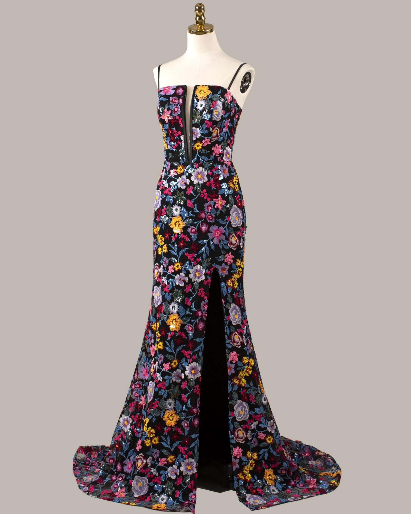 Red Prom Dress 3D Floral Applique, Custom Made Satin Evening Gown, Formal Gala Wear - Image 6