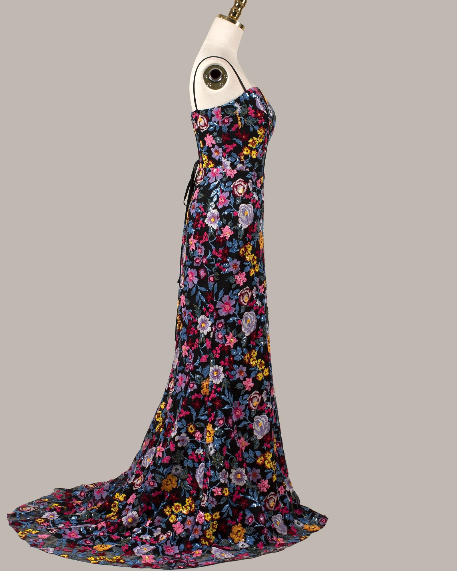 Red Prom Dress 3D Floral Applique, Custom Made Satin Evening Gown, Formal Gala Wear - Image 7