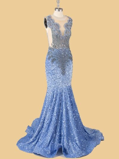 Custom Made Crystal Evening Gown