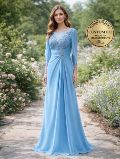 Sky blue Wedding Dress Regencycore Lace