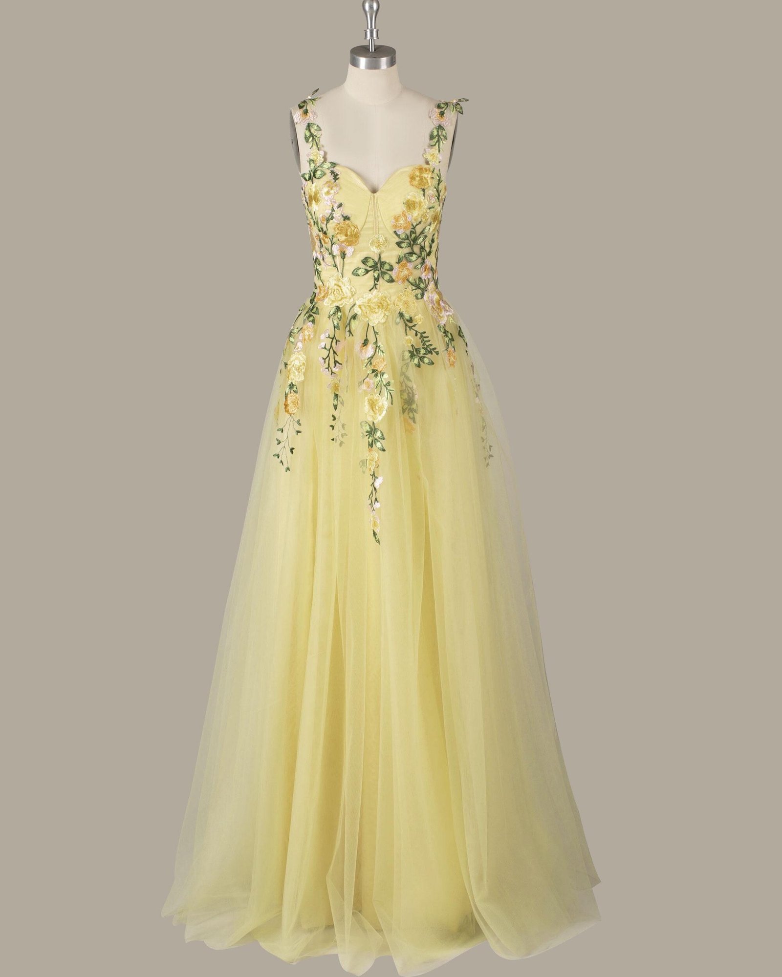 Wedding Dress 3D Floral Applique, Custom Made Satin Bridal Gown, Outdoor Wedding Wear - Image 4