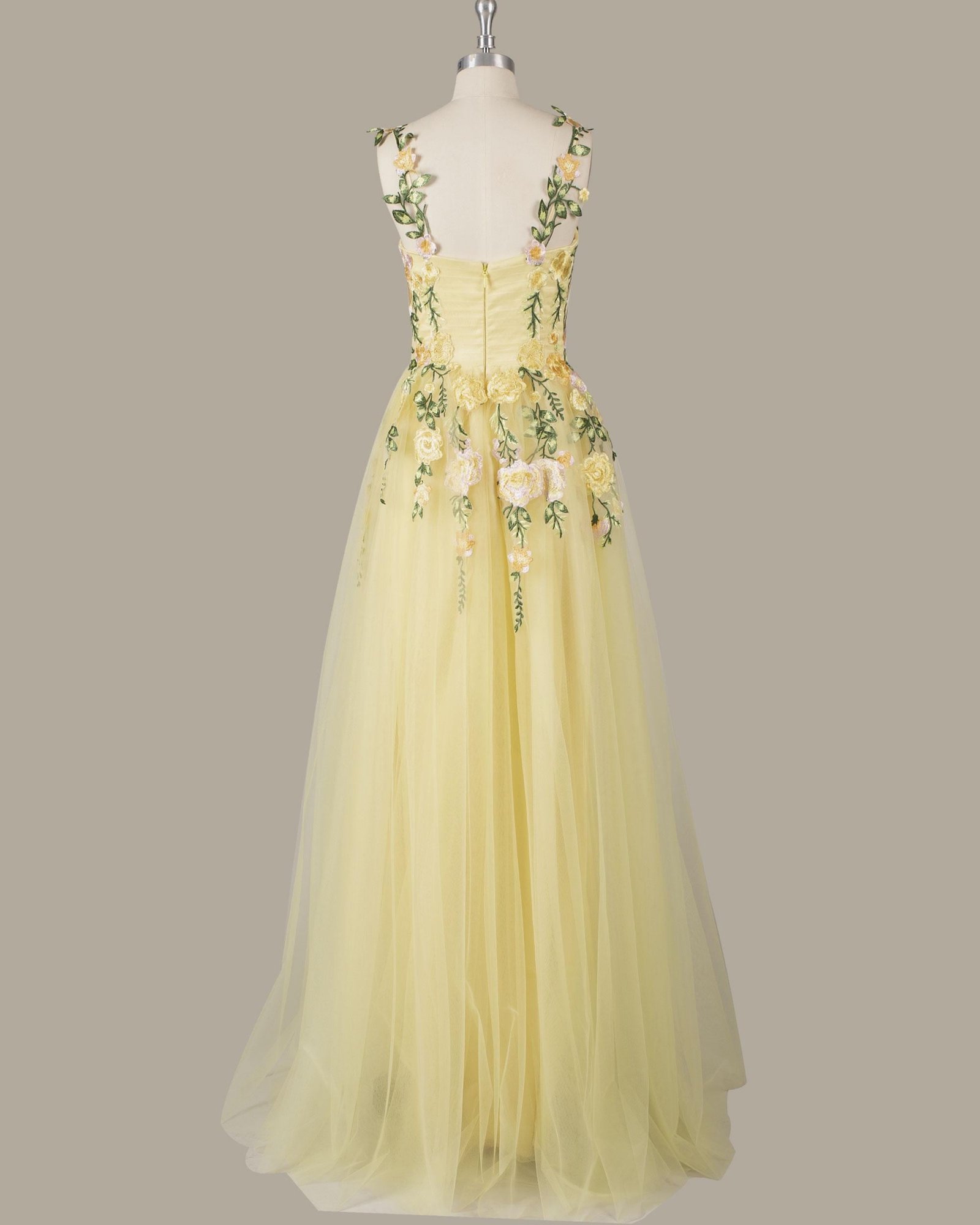 Wedding Dress 3D Floral Applique, Custom Made Satin Bridal Gown, Outdoor Wedding Wear - Image 5