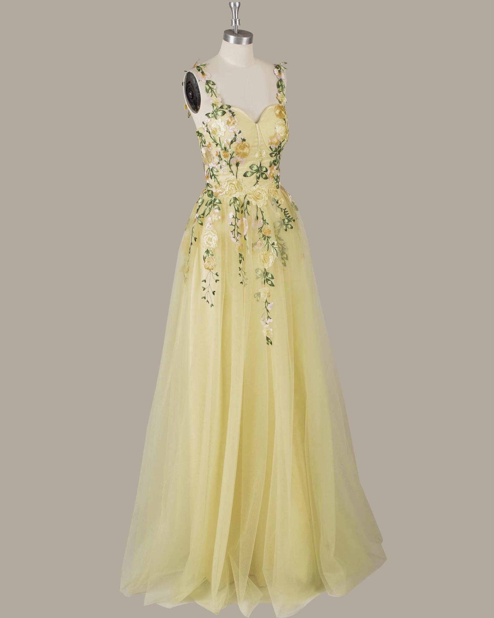 Wedding Dress 3D Floral Applique, Custom Made Satin Bridal Gown, Outdoor Wedding Wear - Image 6