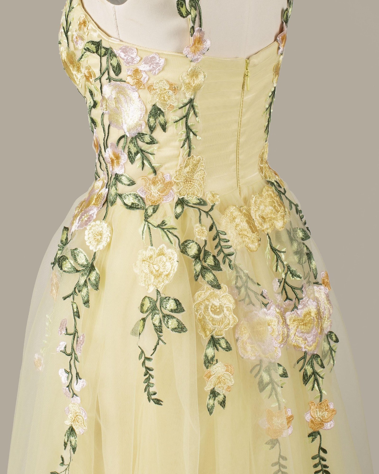 Wedding Dress 3D Floral Applique, Custom Made Satin Bridal Gown, Outdoor Wedding Wear - Image 8