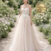 White Wedding Dress 3D Floral Applique