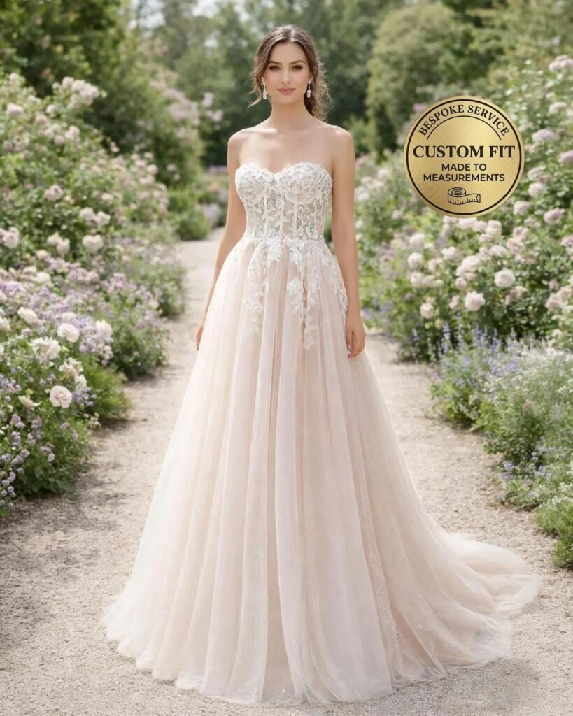 White Wedding Dress 3D Floral Applique