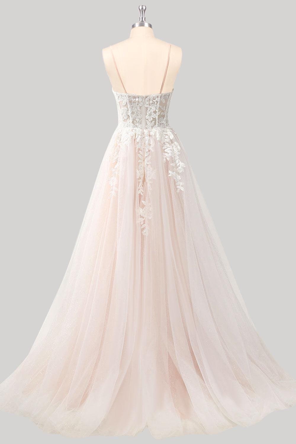 White Wedding Dress 3D Floral Applique, Custom Made Embroidery Bridal Gown, Outdoor Wedding Wear - Image 4