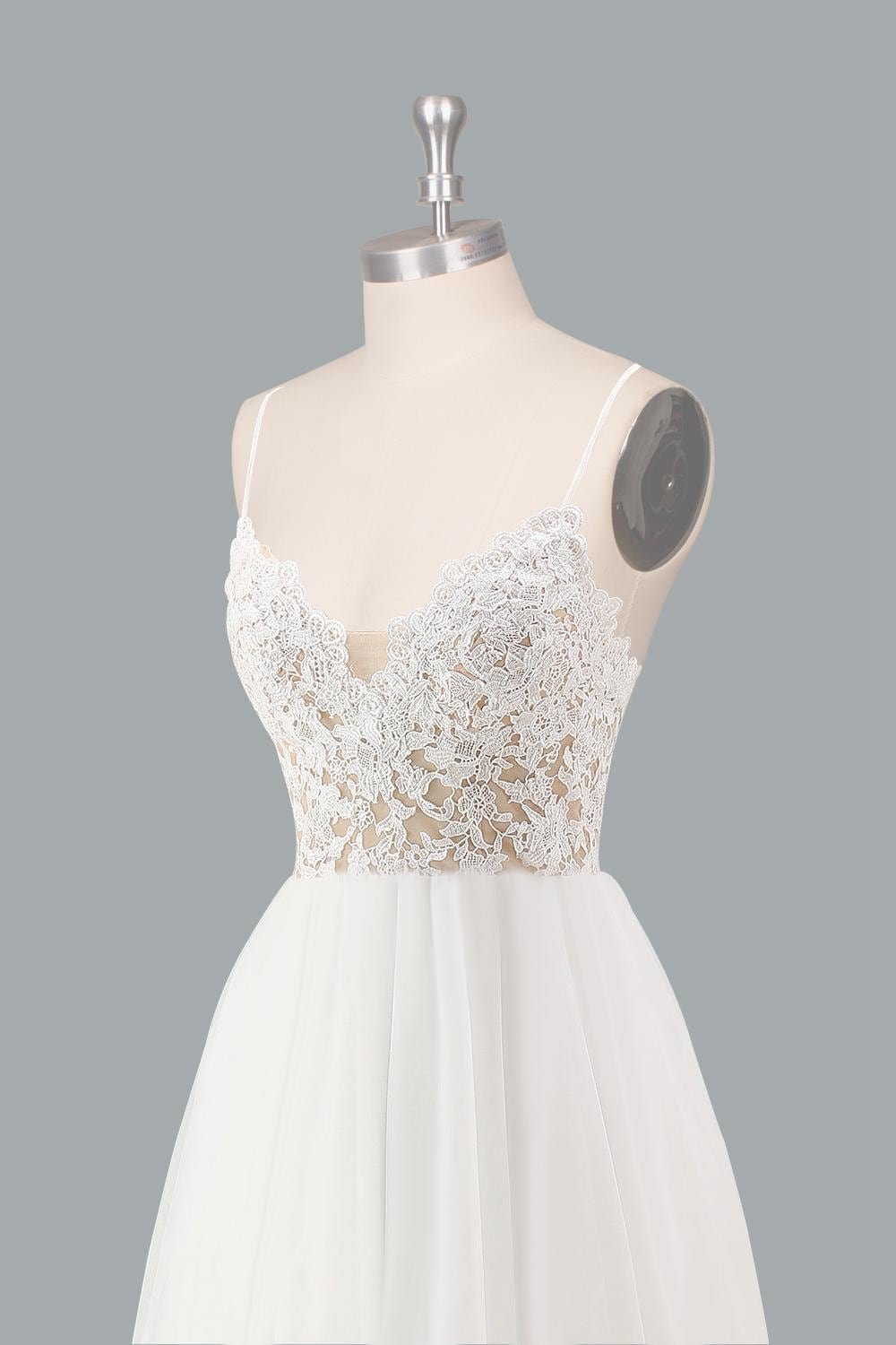 White Wedding Dress 3D Floral Applique, Custom Made Embroidery Bridal Gown, Outdoor Wedding Wear - Image 5