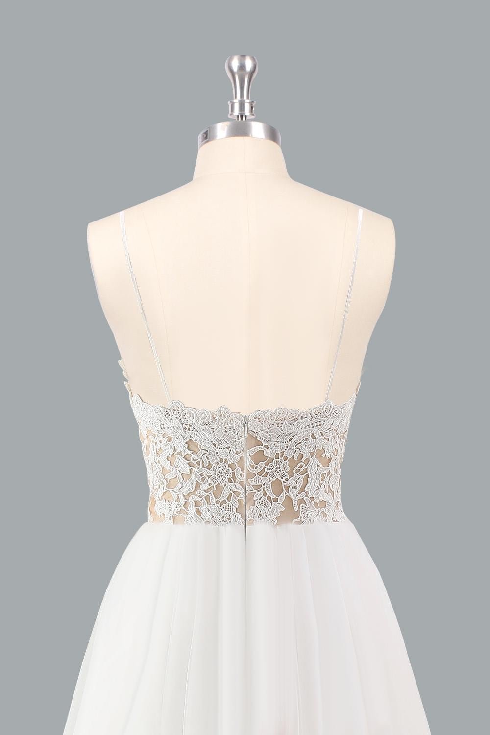 White Wedding Dress 3D Floral Applique, Custom Made Embroidery Bridal Gown, Outdoor Wedding Wear - Image 6