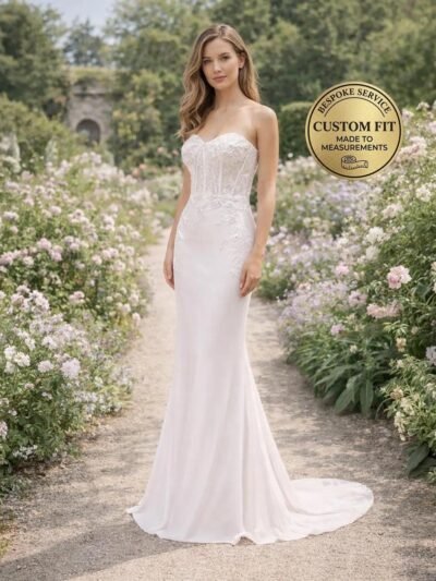 White Wedding Dress 3D Floral Applique