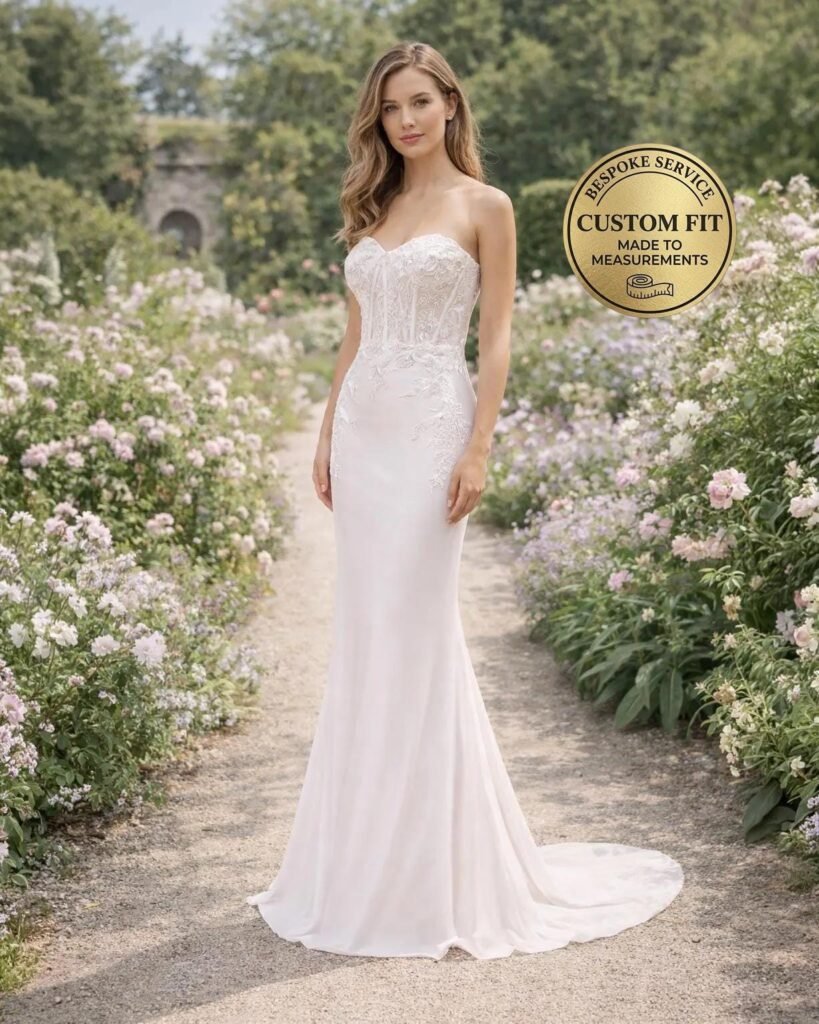 White Wedding Dress 3D Floral Applique