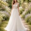 White Wedding Dress 3D Floral Applique