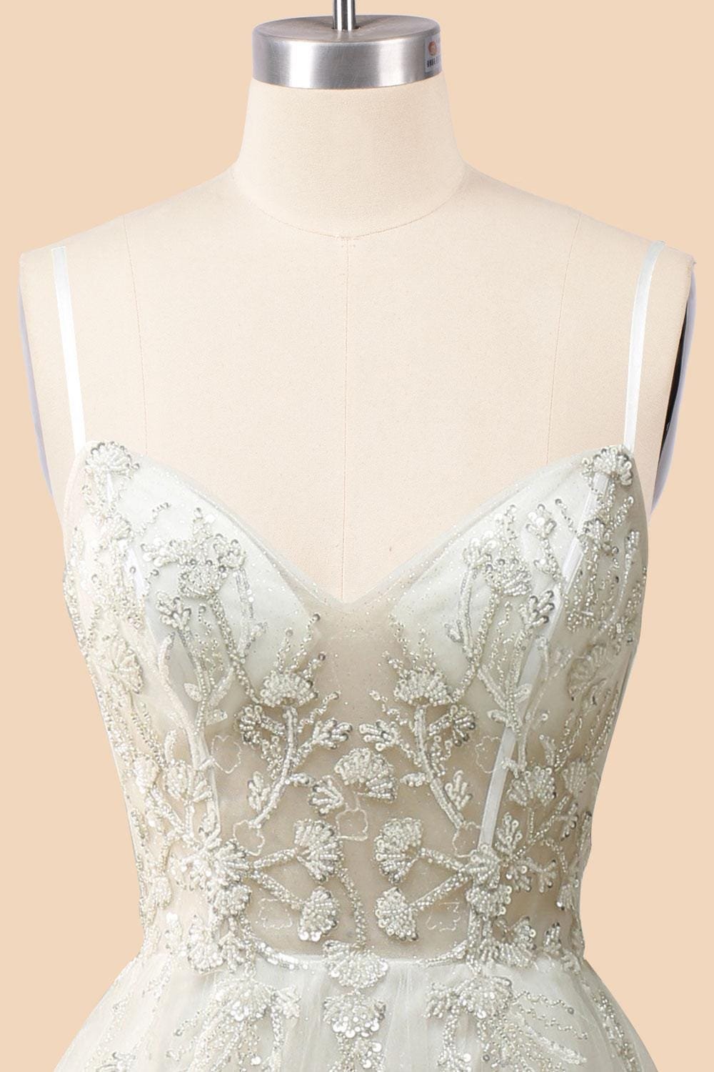 White Wedding Dress 3D Floral Applique, Custom Made Lace Bridal Gown, Outdoor Wedding Wear - Image 6