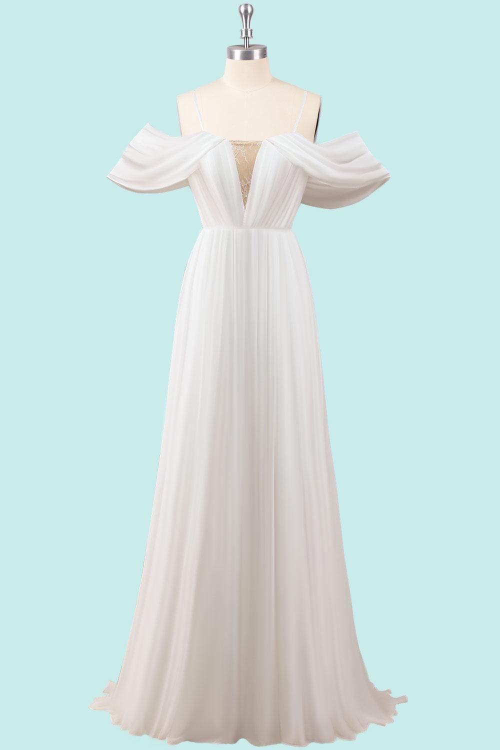 White Wedding Dress Ethereal Style, Custom Made Chiffon Bridal Gown, Outdoor Wedding Wear - Image 4