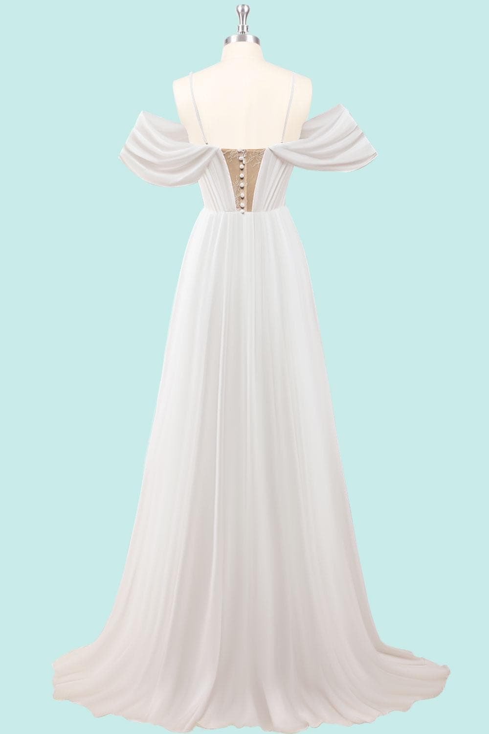 White Wedding Dress Ethereal Style, Custom Made Chiffon Bridal Gown, Outdoor Wedding Wear - Image 5