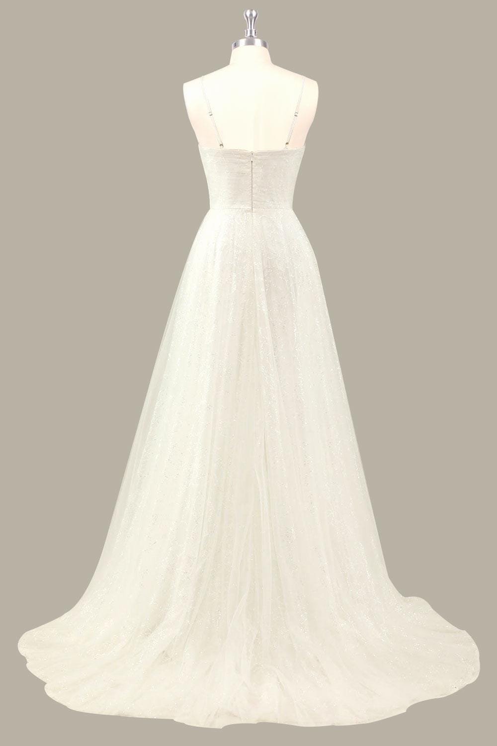 White Wedding Dress Glitter Maximalism, Custom Made Beaded Bridal Gown, Outdoor Wedding Wear - Image 4