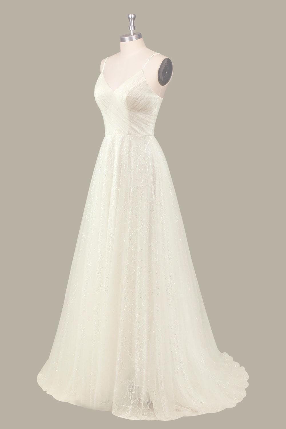 White Wedding Dress Glitter Maximalism, Custom Made Beaded Bridal Gown, Outdoor Wedding Wear - Image 5