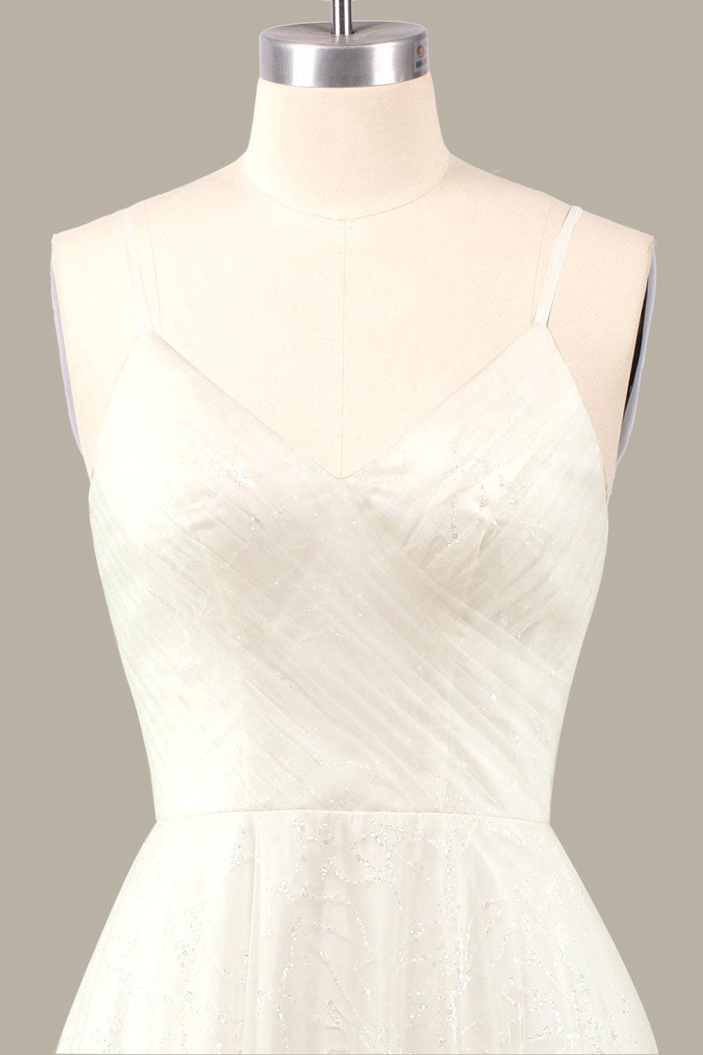 White Wedding Dress Glitter Maximalism, Custom Made Beaded Bridal Gown, Outdoor Wedding Wear - Image 6