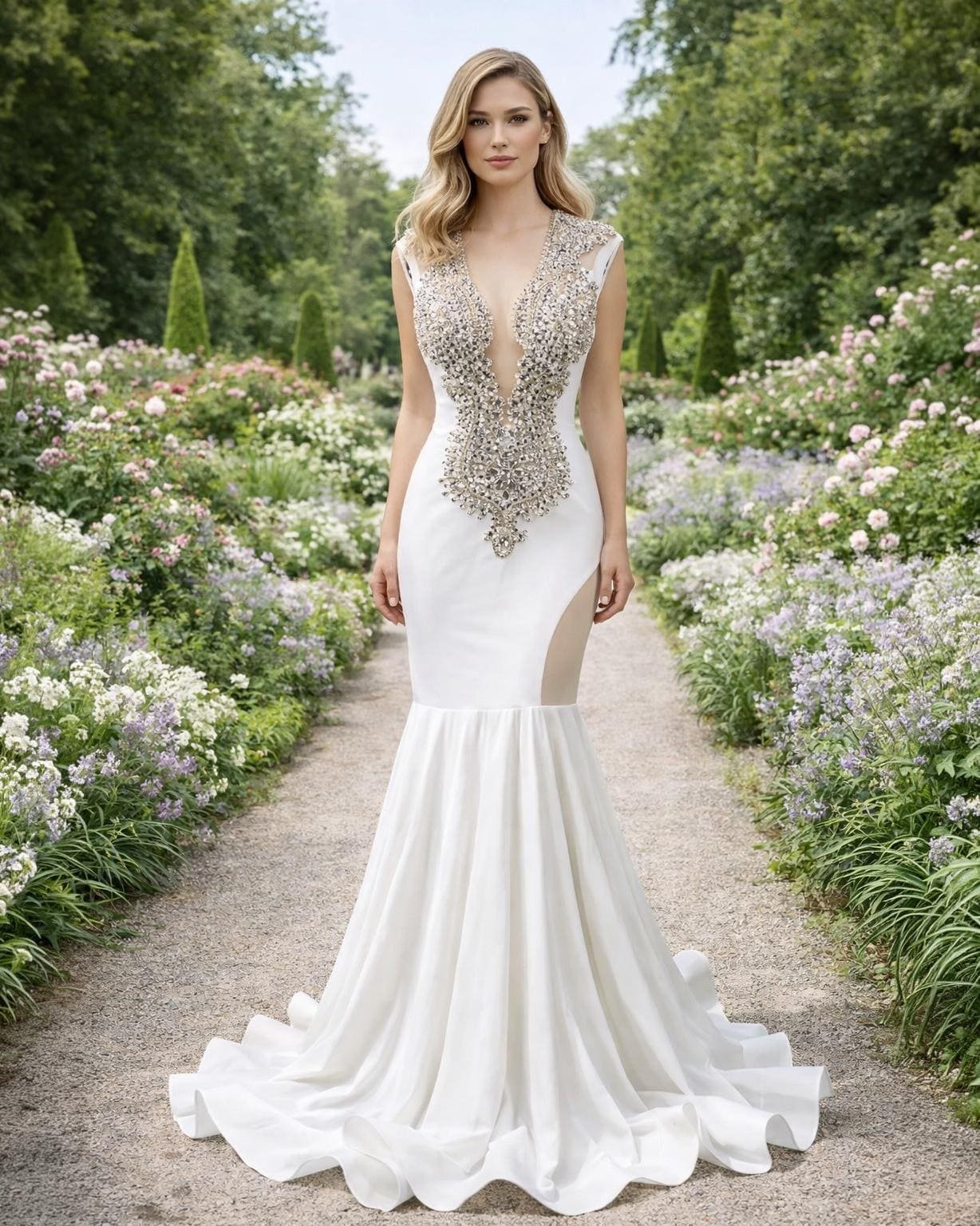 White Wedding Dress Regencycore Lace