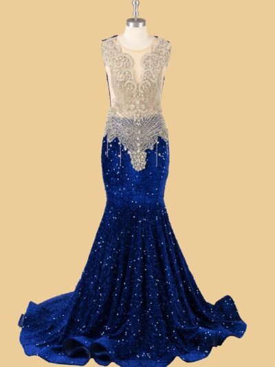 Custom Made Crystal Evening Gown