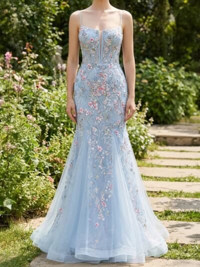 Custom Made Embroidery Evening Gown