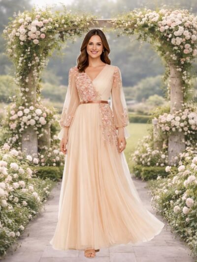 Custom Made Beaded Evening Gown