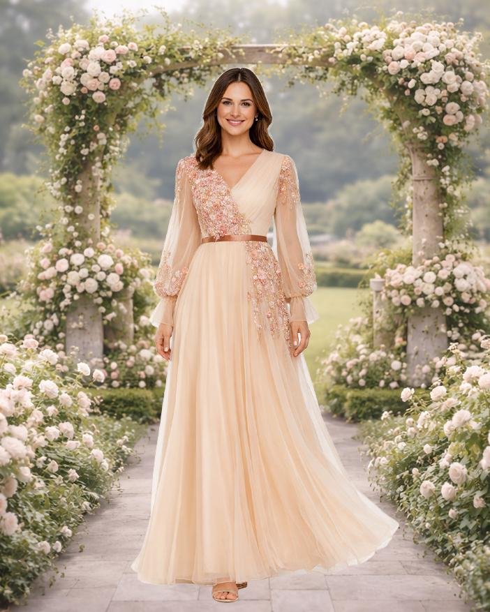 Custom Made Beaded Evening Gown