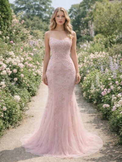 Custom Made Beaded Evening Gown
