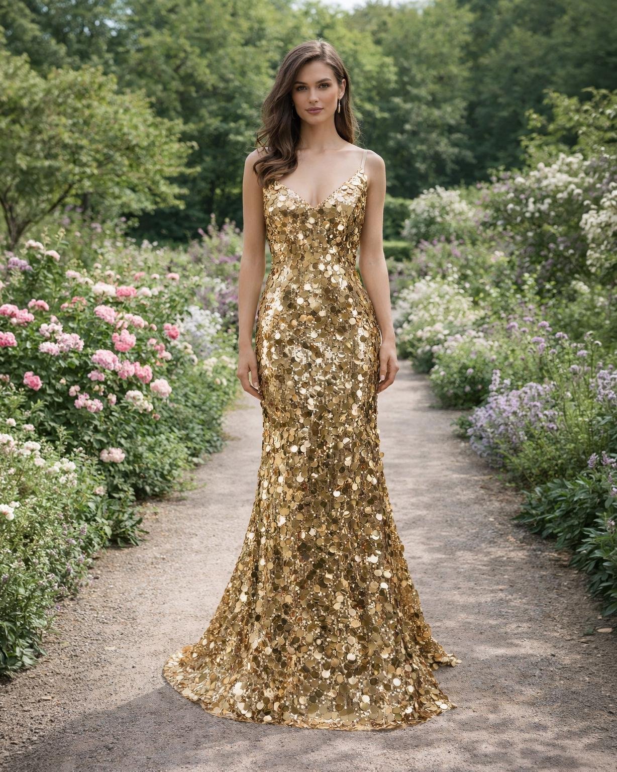 V-neck Mermaid Evening Gown