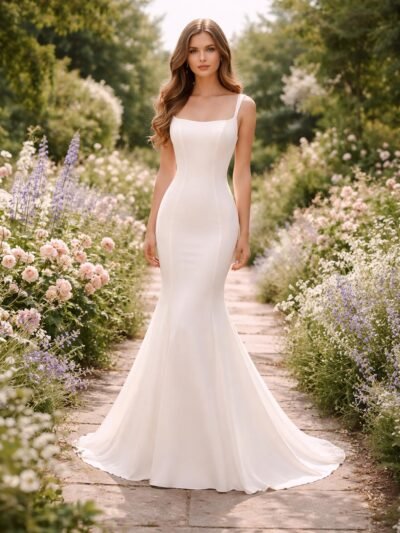 White Wedding Dress Sleek Minimalism