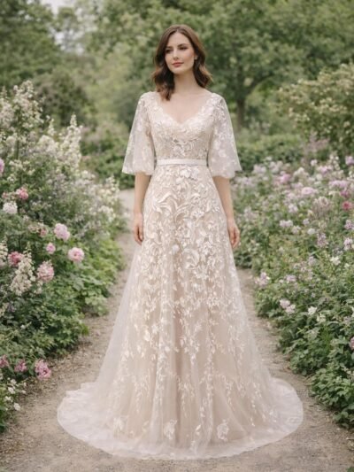 Custom Made Embroidery Bridal Gown