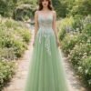 Custom Made Embroidery Evening Gown
