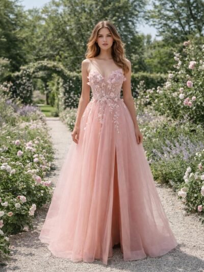 Custom Made Embroidery Evening Gown