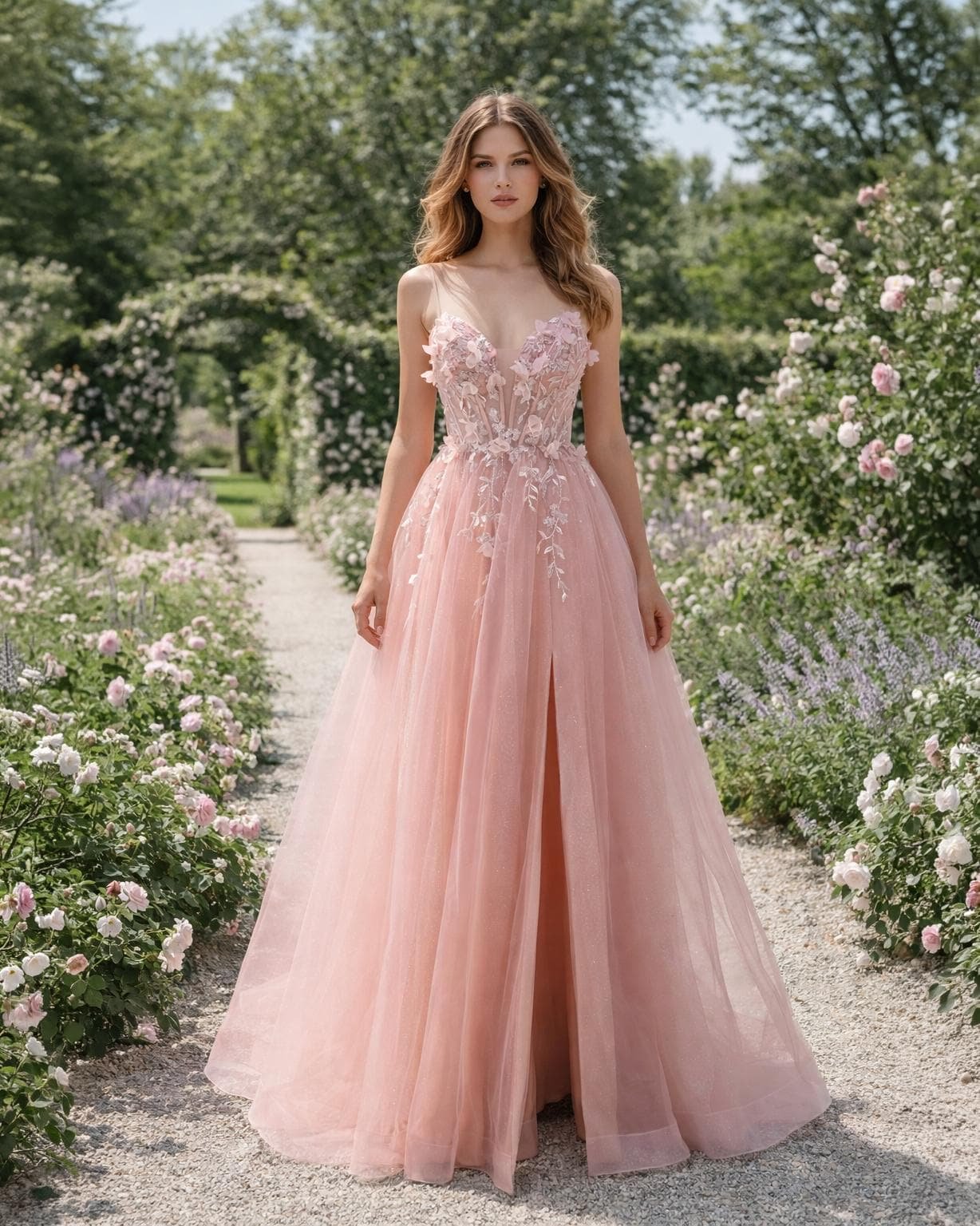 Custom Made Embroidery Evening Gown