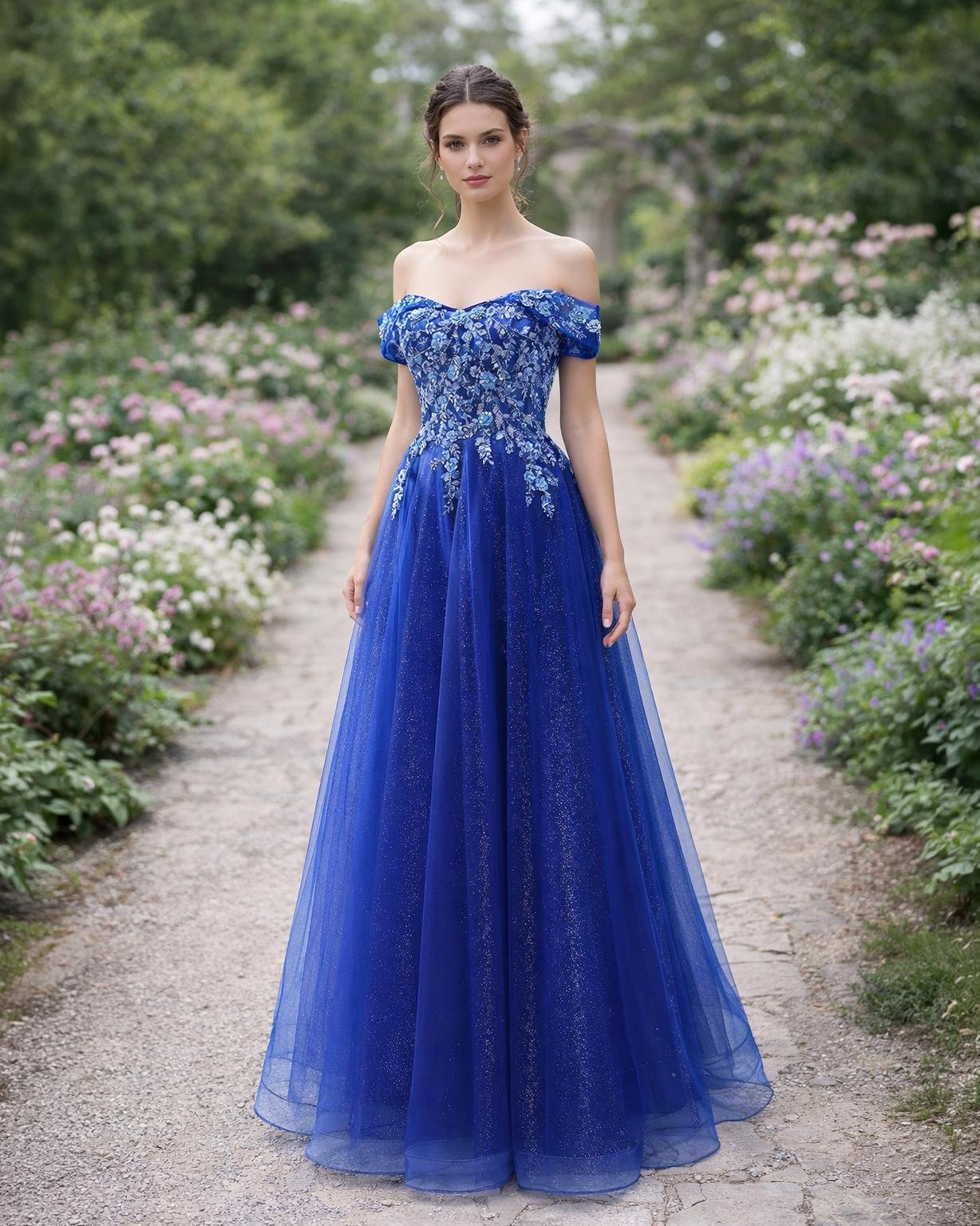 Custom Embroidery Evening Gown