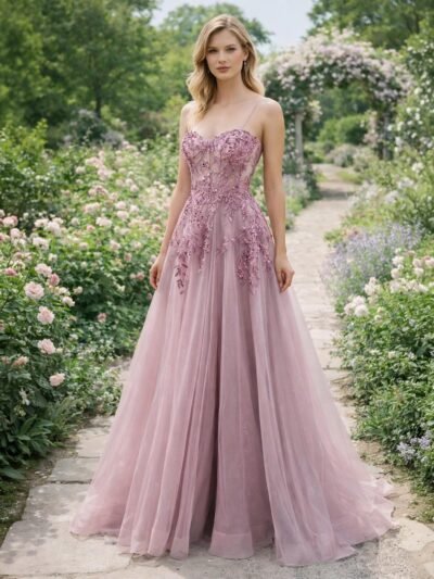 Custom Made Embroidery Evening Gown