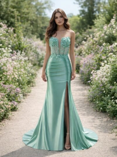 Custom Made Satin Evening Gown
